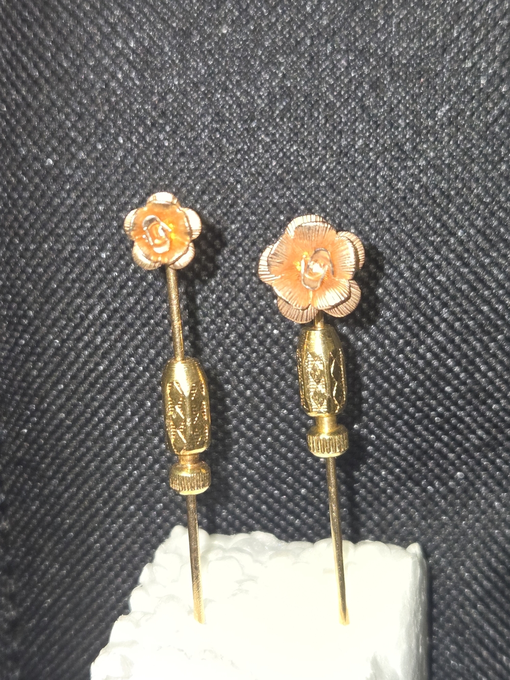 2 Vintage Krementz 14k Gold Overlay stick Pin Brooch